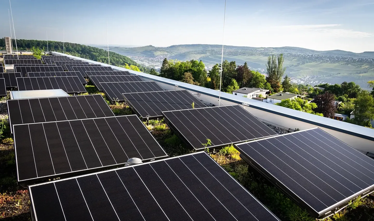 Photovoltaic panels on the comemso buildings in Ostfildern