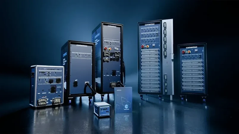 Combined BCS and EVCA test platform with comframe, EVCA ComOnly and 24U EVCA rack