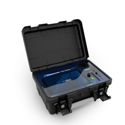Easy Chester Micro open at an angle with integrated touchscreen