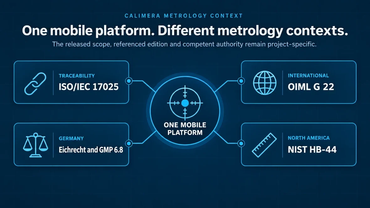 Metrology context for Easy Chester Calimera including ISO IEC 17025, OIML G 22, German Eichrecht and NIST