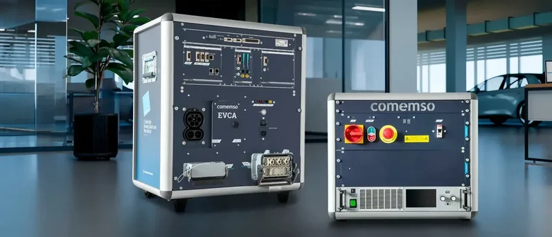 EVCA Multi Mobile and the compact external DC source/load in a laboratory setting