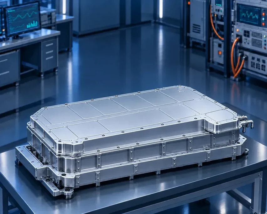 Illustration of the assembled battery pack with its enclosure closed