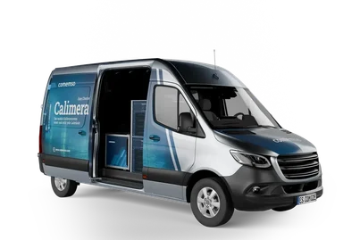 Front three-quarter view of the Calimera service van