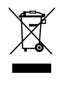 Crossed-out wheeled bin with a bar beneath it — separate collection