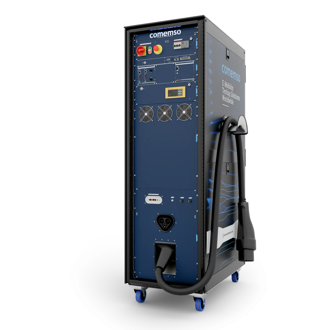 EVCA MCS test rack with an MCS charging cable