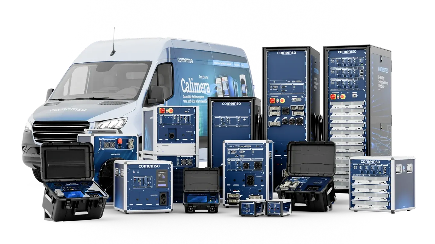 comemso product portfolio with mobile, laboratory and production systems for EV charging and BMS testing