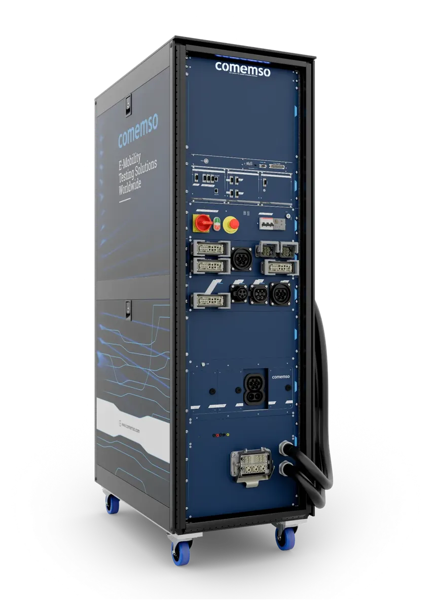EVCA-Flex-Rack für Ladesimulation, Kommunikation, Messung und die Integration externer Leistungsgeräte