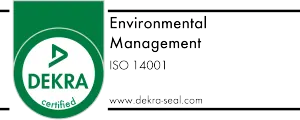 DEKRA-Siegel für zertifiziertes Umweltmanagement nach ISO 14001
