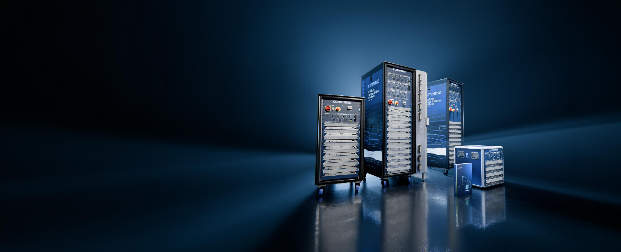 comemso Battery Cell Simulator product family from compact bench systems to full-height racks